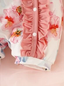 嬰兒印花荷葉邊連身短褲 - 白色 - 查看 5