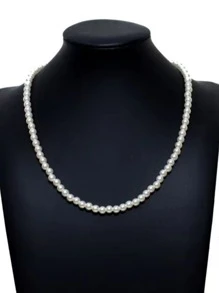 1 Miếng Ngọc trai giả Đính cườm Dây chuyền Thích hợp Đối với Của phụ nữ Mặc hàng ngày - trắng - Xem 4