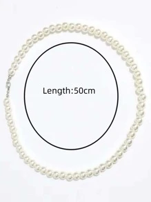 1 Miếng Ngọc trai giả Đính cườm Dây chuyền Thích hợp Đối với Của phụ nữ Mặc hàng ngày - trắng - Xem 2