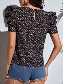 SHEIN Clasi 碎花泡泡袖襯衫 - 彩色 - 查看 2