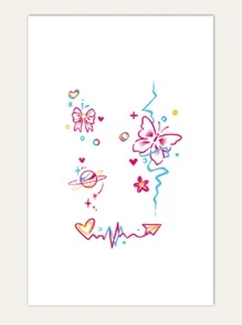 Tattoo Sticker,1 Sheet Butterfly & Planet Pattern Temporary Tattoos For Women,Tattoo Stickers Adults,Realistic Tattoo Butterfly ,Planet Pattern,For Women and Girls - Multicolor - View 2