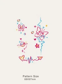 Tattoo Sticker,1 Sheet Butterfly & Planet Pattern Temporary Tattoos For Women,Tattoo Stickers Adults,Realistic Tattoo Butterfly ,Planet Pattern,For Women and Girls - Multicolor - View 3