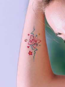 Tattoo Sticker,1 Sheet Butterfly & Planet Pattern Temporary Tattoos For Women,Tattoo Stickers Adults,Realistic Tattoo Butterfly ,Planet Pattern,For Women and Girls - Multicolor - View 4