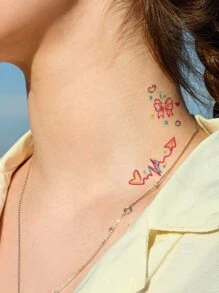 Tattoo Sticker,1 Sheet Butterfly & Planet Pattern Temporary Tattoos For Women,Tattoo Stickers Adults,Realistic Tattoo Butterfly ,Planet Pattern,For Women and Girls - Multicolor - View 6