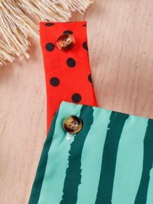 Baby Watermelon Print Overall Bodysuit - Multicolor - View 5