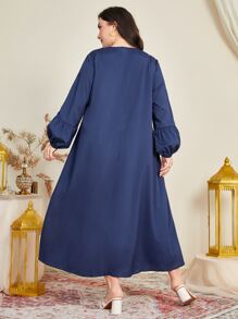 Al Najma 大碼素色燈籠袖連衣裙 - 藏蓝色 - 查看 2