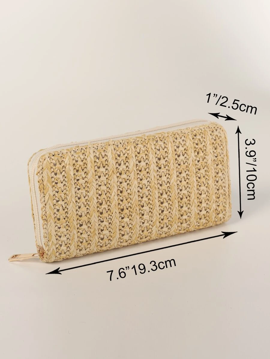 Minimalist Straw Bag - Khaki - View 1