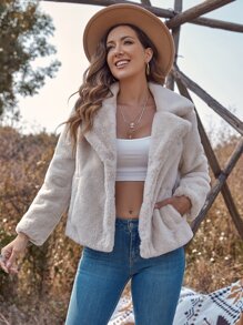 RELISH NOLESS 西裝領毛茸茸外套