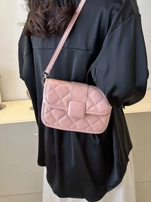 Quilted Flap Square Bag - Pink - View 3