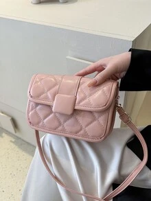 Quilted Flap Square Bag - Pink - View 4
