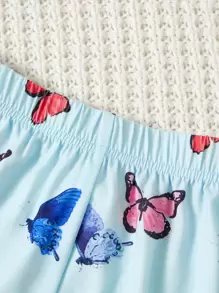 SHEIN Tween Girl Butterfly Print Cami Top & Shorts PJ Set - Multicolor - View 3