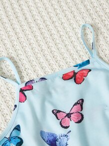 SHEIN Tween Girl Butterfly Print Cami Top & Shorts PJ Set - Multicolor - View 4