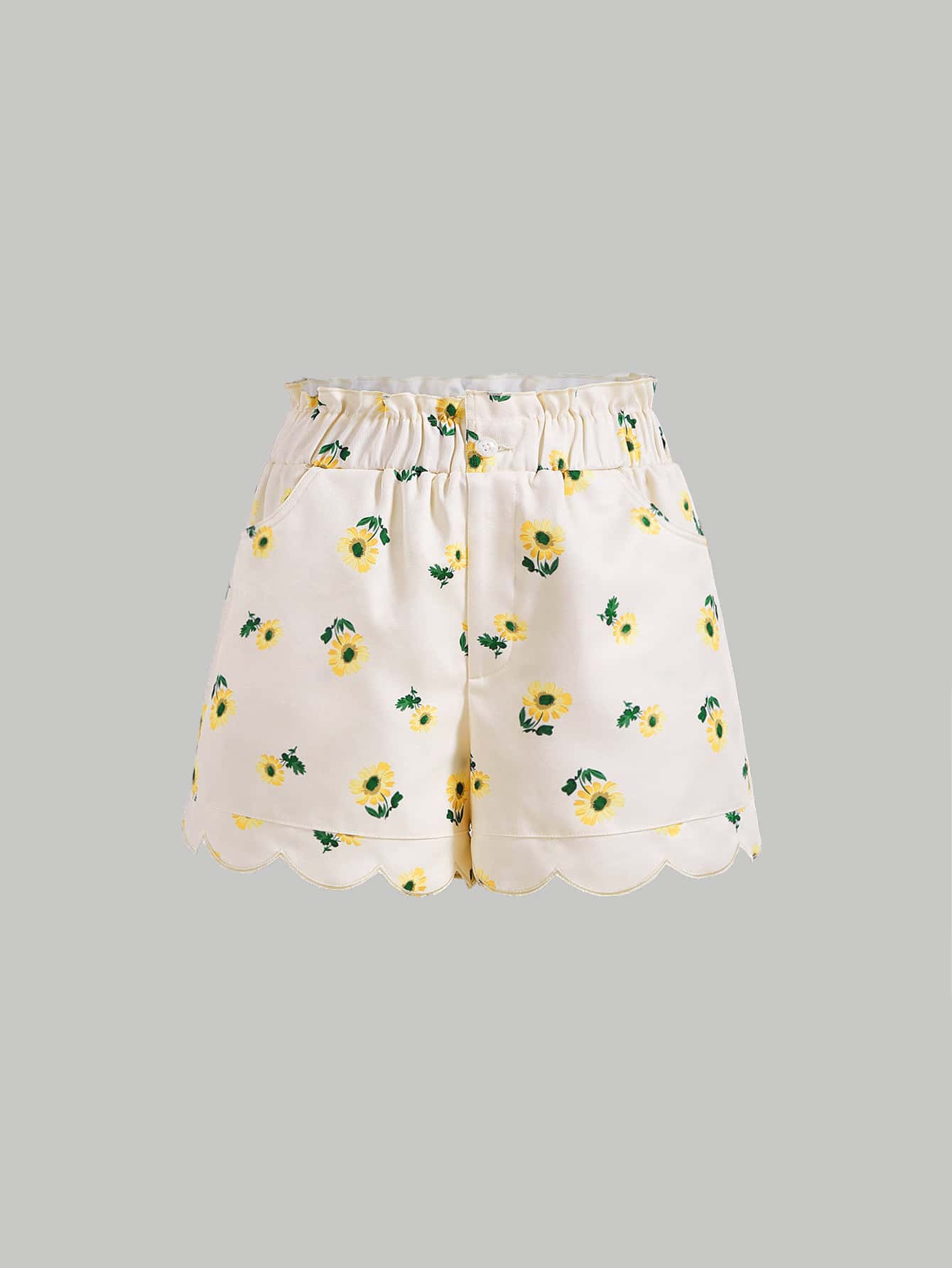 SHEIN MOD Floral Print Paperbag Waist Shorts - Multicolor - View 1