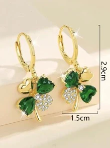 Rhinestone Clover Drop Earrings - Multicolor - View 3