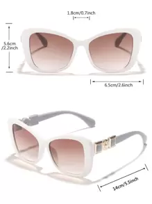 1 Pair Faux Pearl Decor Acrylic Cat Eye Fashionable Glasses Beach Accessories For Women Glasses Shades Basics Fall Winter Women Outfits Clothes Business Casual Gifts For Summer Beach Vacation,Outdoor,Travel - 彩色 - 查看 4