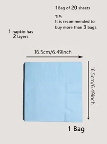 20入組一次性餐巾紙極簡主義藍色便攜式紙餐巾派對用 - 藍色 - 查看 3