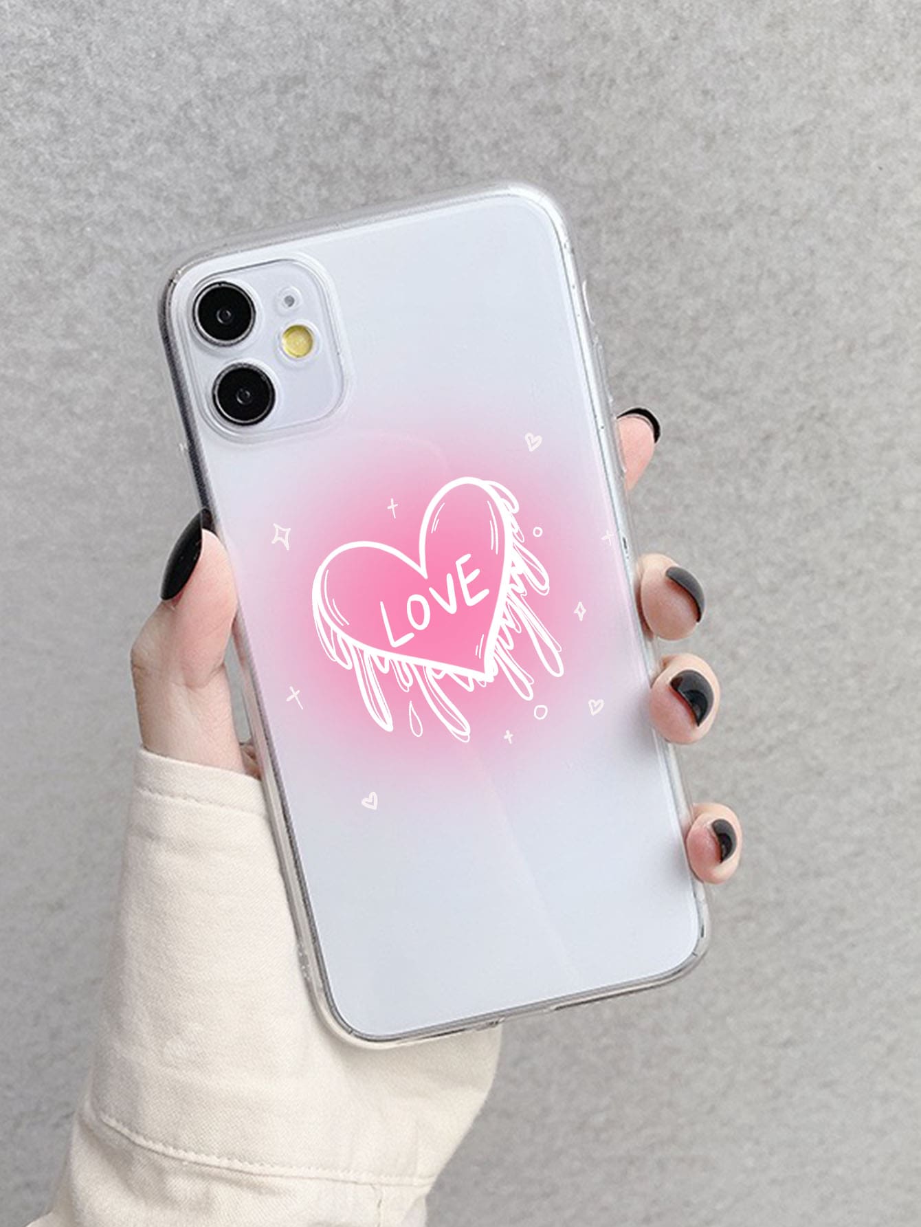 愛心圖案透明手機殼 - 彩色 - 查看 1