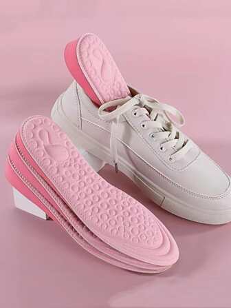 1pair Height Increase Insoles, Pink Comfortable Breathable Shoes Accessories For Sneakers