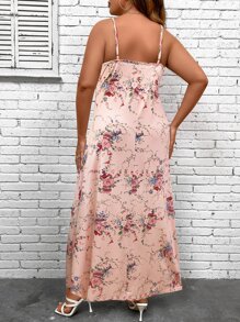 SHEIN Holidaya Plus Floral Print Cami Dress - Pink - View 2