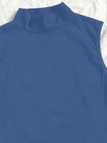 Breezaya Mock Neck Tank Top & Allover Print Skirt - Blue - View 3