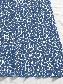 Breezaya Mock Neck Tank Top & Allover Print Skirt - Blue - View 4