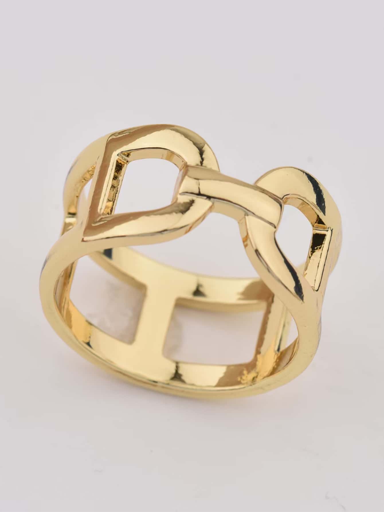 Hollow Out Scarf Buckle Ring - Gold - View 1