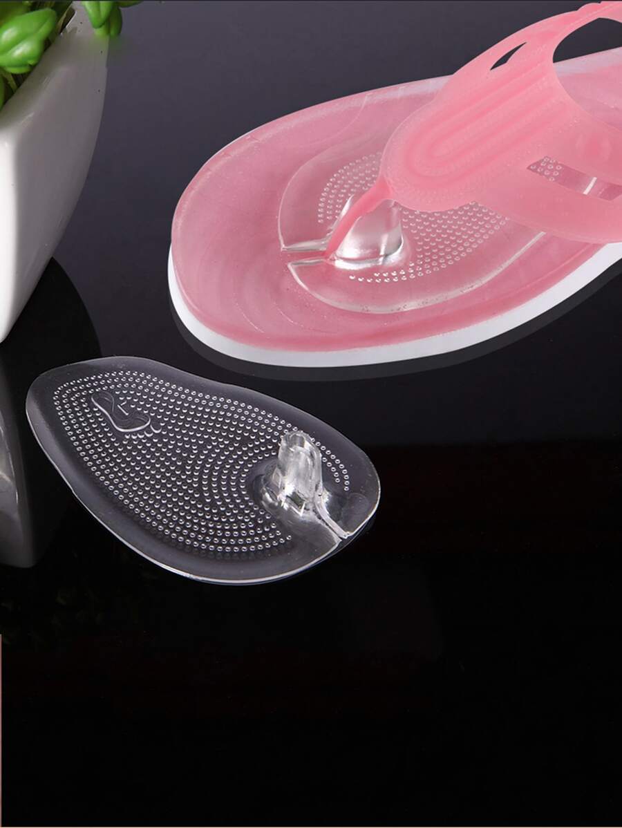 1双带防摩擦脚趾前掌鞋垫的人字拖 - 無色 - 查看 1