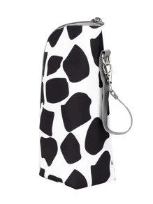 便攜奶牛圖案尿布包 - 黑與白 - 查看 6