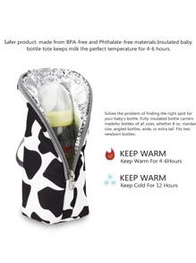 便攜奶牛圖案尿布包 - 黑與白 - 查看 7