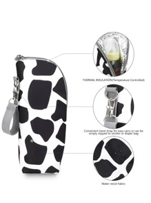 便攜奶牛圖案尿布包 - 黑與白 - 查看 8