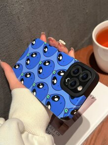 كفر موبايل تصميم رسوم كارتون كائن فضائي - الأزرق - مشاهدة 2