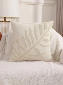 1pc Leaf Tufted Cushion Cover Without Filler, Modern Fabric Decorative Throw Pillow Cover For Home