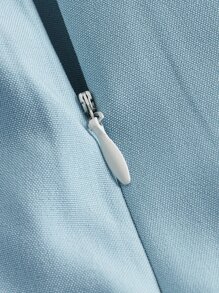 ROMWE Kawaii Eyelet Embroidery Ruffle Trim Double Breasted Skort - Baby Blue - View 4