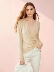 MOTF PREMIUM SLINKY GATHERED TOP - Apricot - View 2