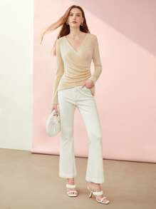 MOTF PREMIUM SLINKY GATHERED TOP - Apricot - View 5