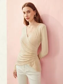 MOTF PREMIUM SLINKY GATHERED TOP - Apricot - View 6