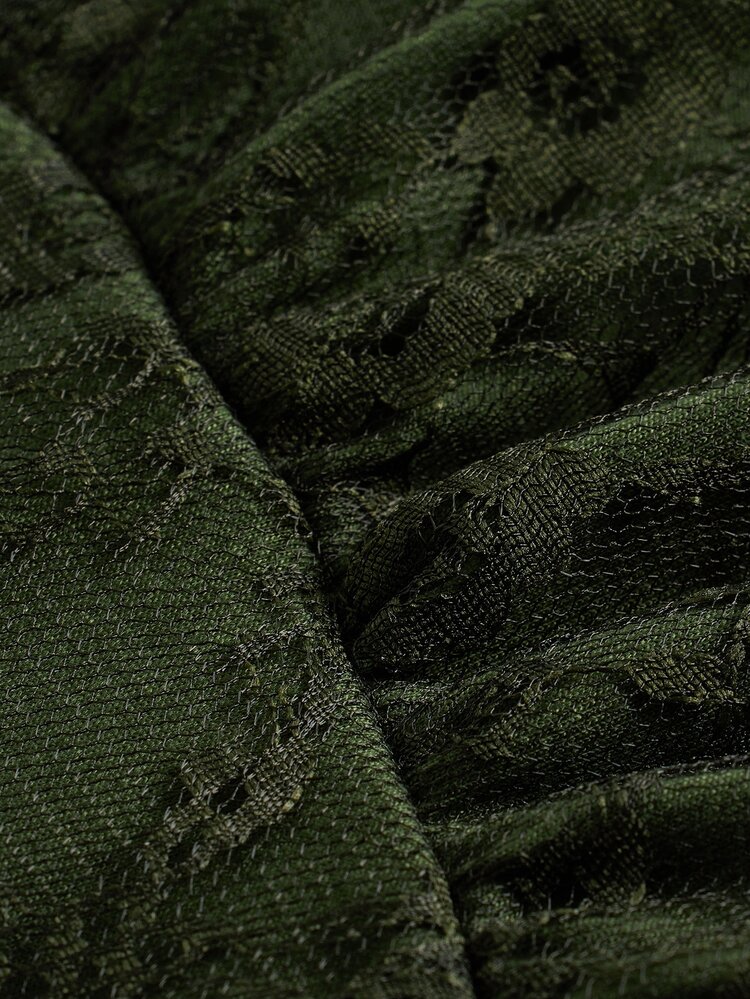 ROMWE Fairycore Contrast Lace Cami Dress - Dark Green - View 3