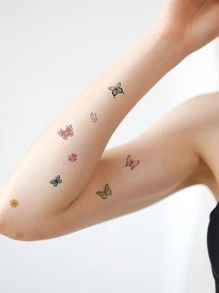 10張蝴蝶圖案紋身貼紙 - 彩色 - 查看 3