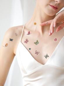 10張蝴蝶圖案紋身貼紙 - 彩色 - 查看 5