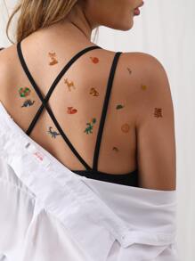 （10 件組）卡通動物彩色臨時紋身貼紙防水、持久、逼真、個人化、性感紋身貼紙 - 彩色 - 查看 2