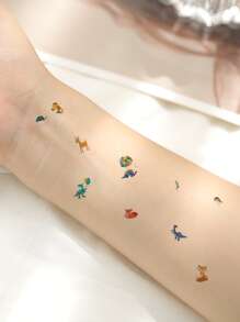 （10 件組）卡通動物彩色臨時紋身貼紙防水、持久、逼真、個人化、性感紋身貼紙 - 彩色 - 查看 3