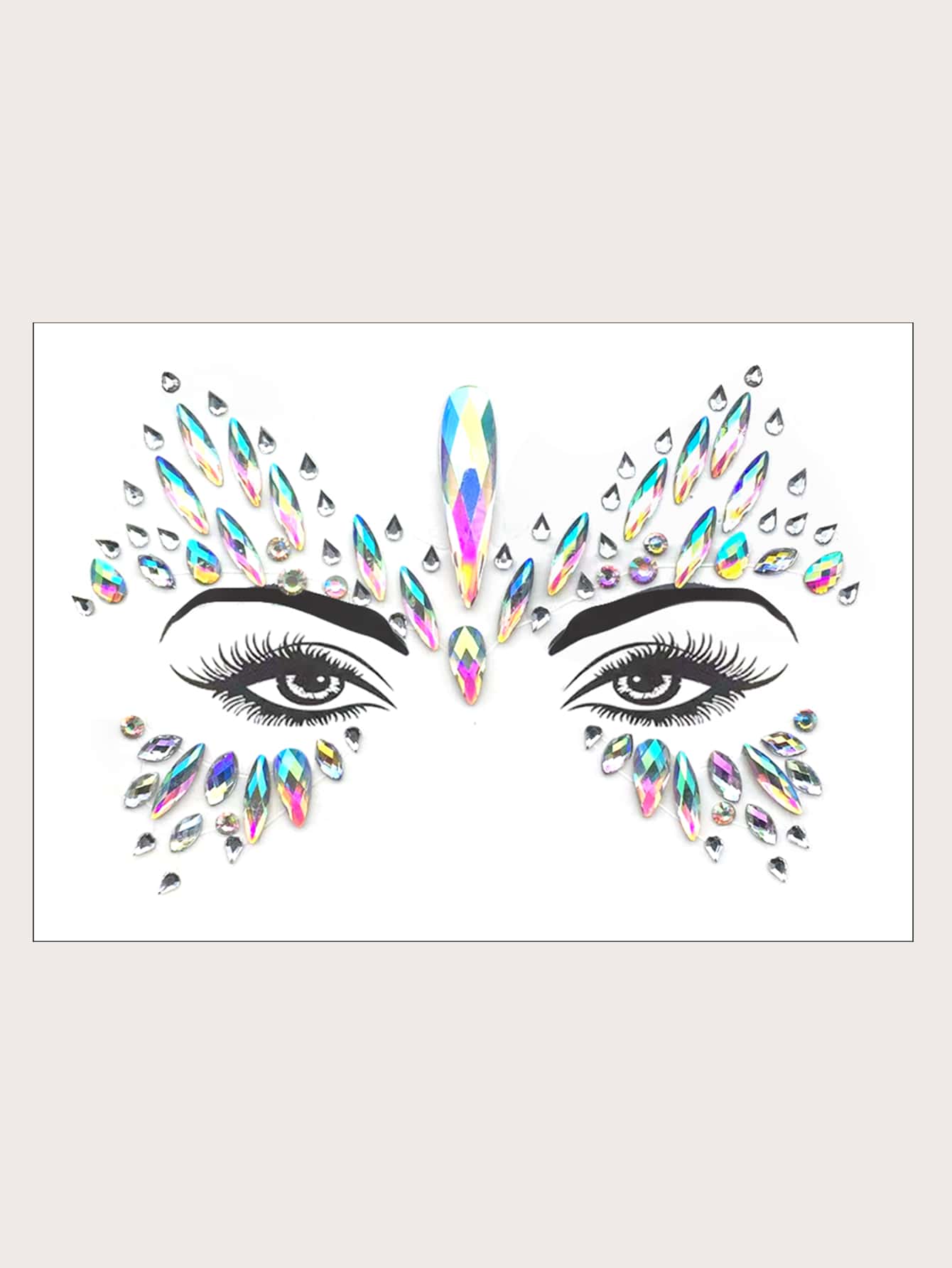 (1 Pieza Por Lote) Pegatina Colorida Con Diamantes De Imitación Para La Cara, Tatuaje Temporal Resistente Al Agua Con Efecto Realista Para Festivales De Música Y Diseño De Tatuaje Personalizado Y Sexy - Multicolor - Ver 1