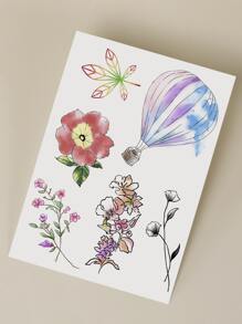 Tattoo Sticker,1 Sheet Flower Print Temporary Tattoos For Women,Tattoo Stickers Adults,Realistic Tattoo Flower,For Women and Girls - Multicolor - View 6