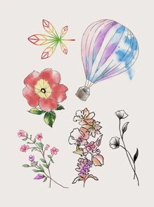 Tattoo Sticker,1 Sheet Flower Print Temporary Tattoos For Women,Tattoo Stickers Adults,Realistic Tattoo Flower,For Women and Girls - Multicolor - View 7