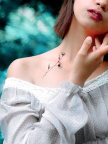 Tattoo Sticker,1 Sheet Flower Print Temporary Tattoos For Women,Tattoo Stickers Adults,Realistic Tattoo Flower,For Women and Girls - Multicolor - View 4