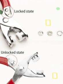 150pcs/set Zinc Alloy Snap Fasteners Kit Tool, Metal Snap Buttons Rings With Fastener Pliers Press Tool Kit For Sewing - Silver - View 3