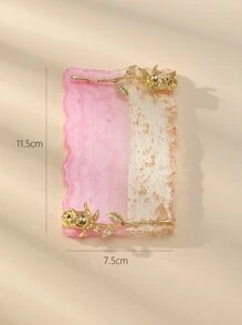 1入組樹脂美甲調色板帶玫瑰裝飾用品美甲繪畫混色調色板金色邊指甲凝膠顏色彩妝展示板適用於粉底化妝工具眼妝美甲 - 彩色 - 查看 5