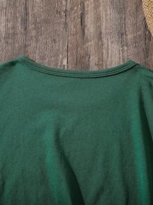 Tween Girl Cartoon Cat Graphic Tee - Dark Green - View 6