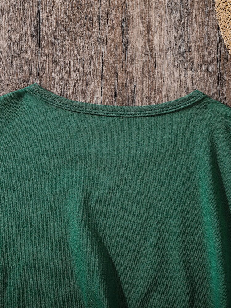 เด็กหญิงก่อนวัยรุ่น เสื้อยืด ลาย การ์ตูน แมว - สีเขียวเข้ม - ดู 6