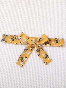 Vestido de niña con diseño floral A-Line y dobladillo acampanado con mangas con volantes, verano, incluye cinturón de cintura - Mostaza Amarilla - Ver 7